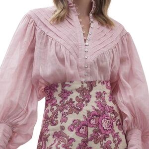 STUNNING Alemais Halcyon pink ramie blouse